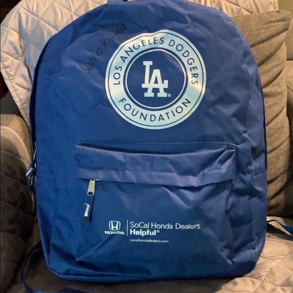 One of a Kind Autographed Dodgers Backpack